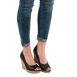 Bombas de cuña VICES de punta abierta negro 2 Bombas de cuña VICES de punta abierta negro 2