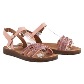 Camo Sandalias Planas Con Circonita rosado 6