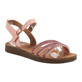 Camo Sandalias Planas Con Circonita rosado 3