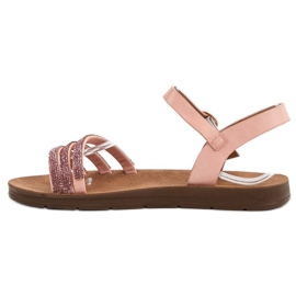 Camo Sandalias Planas Con Circonita rosado 4