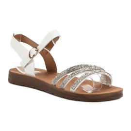 Camo Sandalias Planas Con Circonita blanco 3