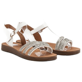 Camo Sandalias Planas Con Circonita blanco 6