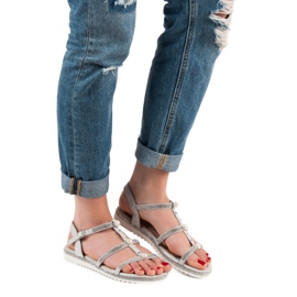 GUAPISSIMA Sandalias con Perlas gris 4