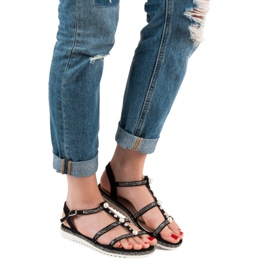 GUAPISSIMA Sandalias con Perlas negro 5