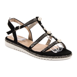 GUAPISSIMA Sandalias con Perlas negro 1