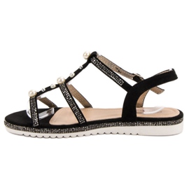GUAPISSIMA Sandalias con Perlas negro 2