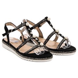 GUAPISSIMA Sandalias con Perlas negro 4