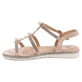 GUAPISSIMA Sandalias con Perlas rosado 1