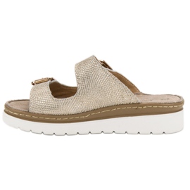 Filippo Cómodas pantuflas de cuero marrón amarillo 3