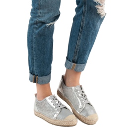 SHELOVET Alpargatas con cordones calados gris 1 SHELOVET Alpargatas con cordones calados gris 1