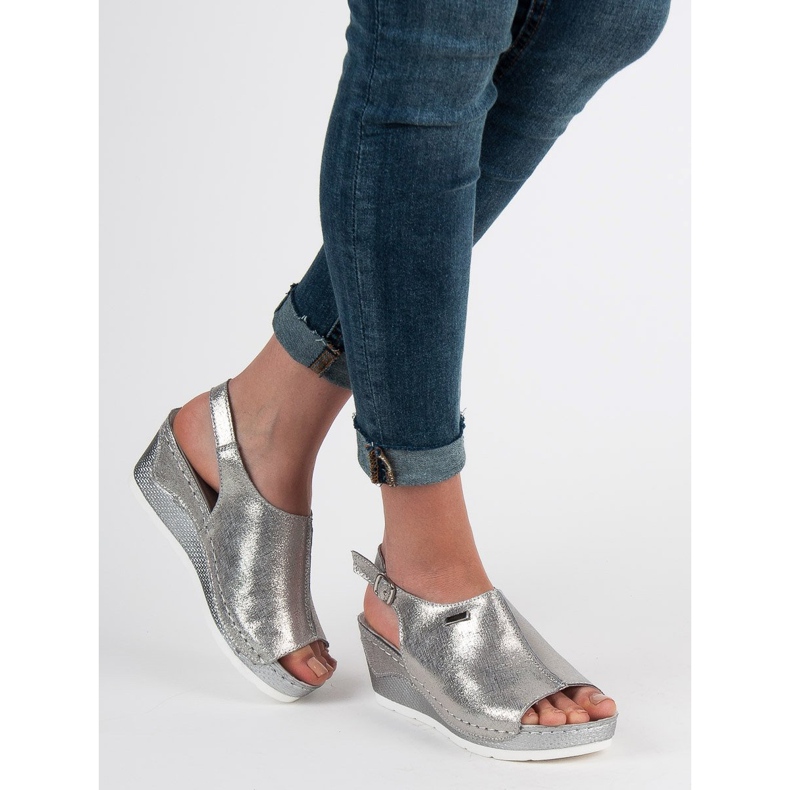 Filippo Sandalias revestidas de cuero gris 2