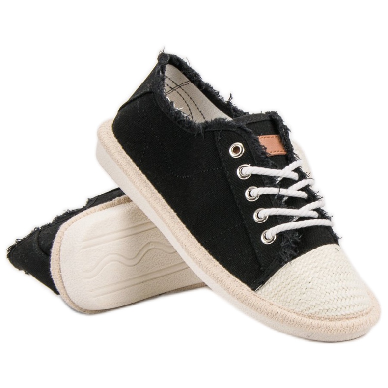 SHELOVET Alpargatas con cordones negro 2