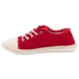 SHELOVET Alpargatas con cordones rojo 5