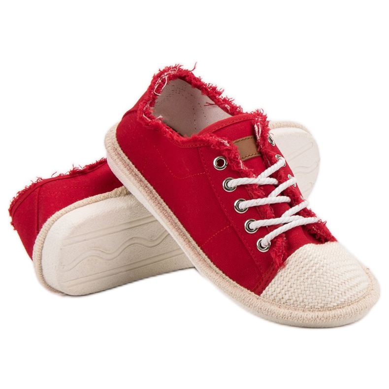 SHELOVET Alpargatas con cordones rojo 1