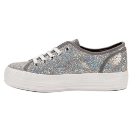 SHELOVET Zapatillas con purpurina gris 3