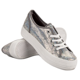 SHELOVET Zapatillas con purpurina gris 4
