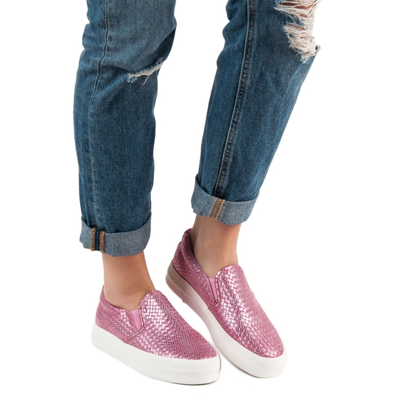 SHELOVET Zapatillas sin cordones rosas 2