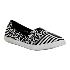 Sweet Shoes Slipons con patrón blanco negro 1