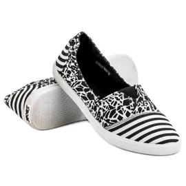 Sweet Shoes Slipons con patrón blanco negro 3