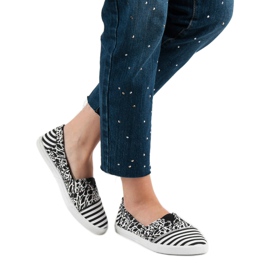 Sweet Shoes Slipons con patrón blanco negro 5