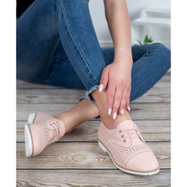 Mazaro Zapatos de cuero calados rosado 4