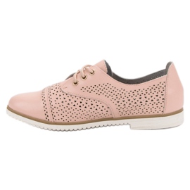 Mazaro Zapatos de cuero calados rosado 1