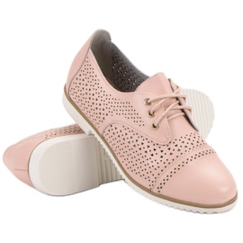Mazaro Zapatos de cuero calados rosado 2