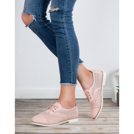 Mazaro Zapatos de cuero calados rosado 3