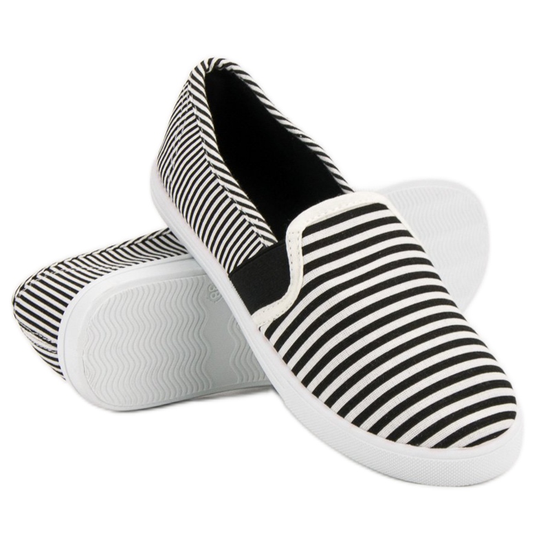 SHELOVET Slipons a rayas blanco negro 1
