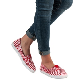 Sweet Shoes Slipons con patrón blanco rojo 5