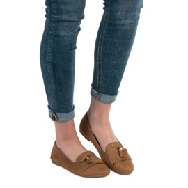 SHELOVET Mocasines con flecos marrón 1