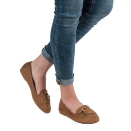 SHELOVET Mocasines con flecos marrón 2