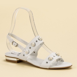 Kylie Sandalias planas cómodas blanco 5