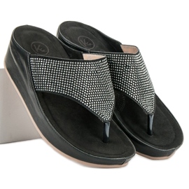 Kylie Chanclas de cuña negro 2