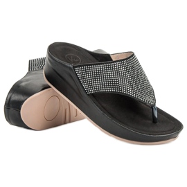 Kylie Chanclas de cuña negro 1