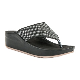 Kylie Chanclas de cuña negro 5