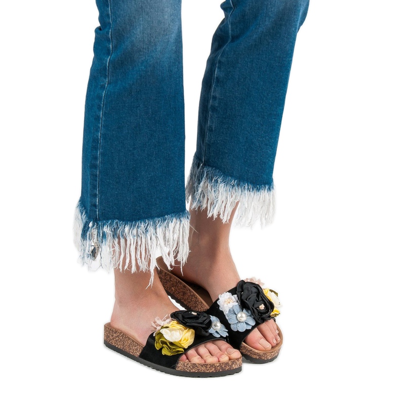 Cm Paris Zapatillas Con Flores negro 1