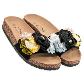 Cm Paris Zapatillas Con Flores negro 6