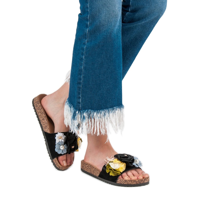 Cm Paris Zapatillas Con Flores negro 2