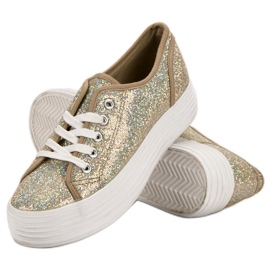 SHELOVET Zapatillas con purpurina amarillo 1