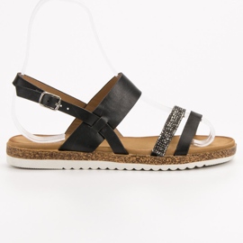 SHELOVET Sandalias Con Circonita negro 3
