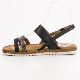 SHELOVET Sandalias Con Circonita negro 5