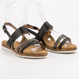 SHELOVET Sandalias Con Circonita negro 1