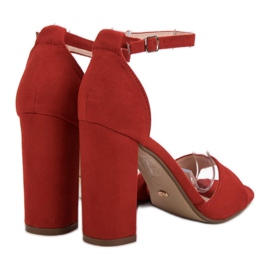 Ideal Shoes Cómodas sandalias de tacón rojo 1