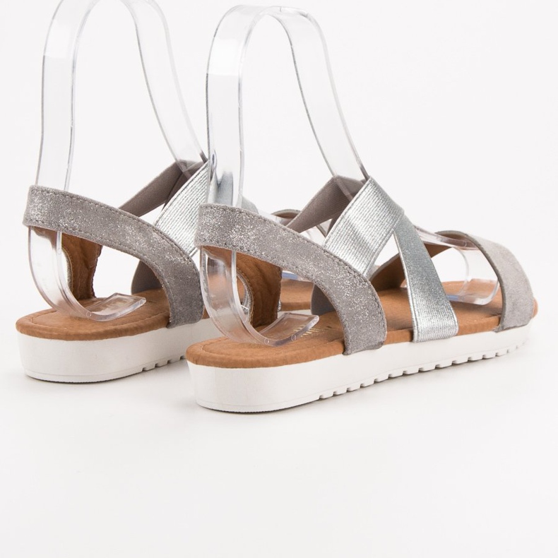 EXQUILY Sandalias de plata con borrador gris 1