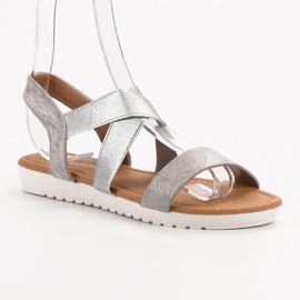 EXQUILY Sandalias de plata con borrador gris 5