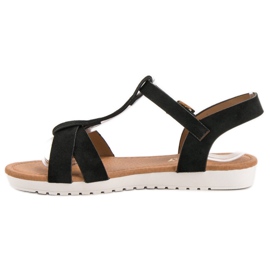 EXQUILY Sandalias clásicas de ante negro 5