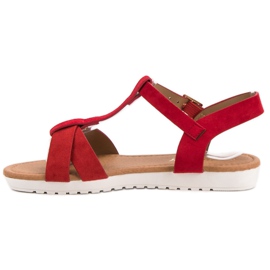 EXQUILY Sandalias clásicas de ante rojo 3