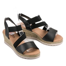 SHELOVET Sandalias sin cordones en cuña negro 5