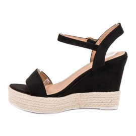Ideal Shoes Sandalias de cuña con estilo negro 4